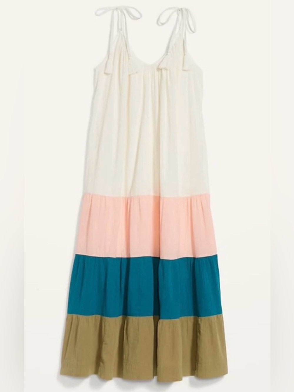 NWT Old Navy 3XL Color Block Pink Teal Olive Maxi Tiered Cami Swing Beach Dress